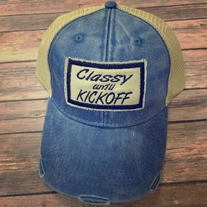 Distressed Classy until Kickoff Football Hat
